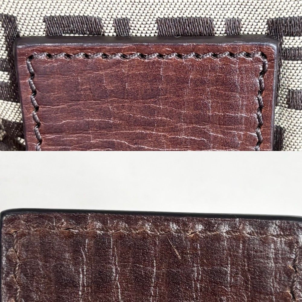 Fendi Handbag Zucchino Mini Mamma Bucket Shoulder Canvas Leather Brown Beige — view 8