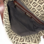 Fendi Handbag Zucchino Mini Mamma Bucket Shoulder Canvas Leather Brown Beige — view 4