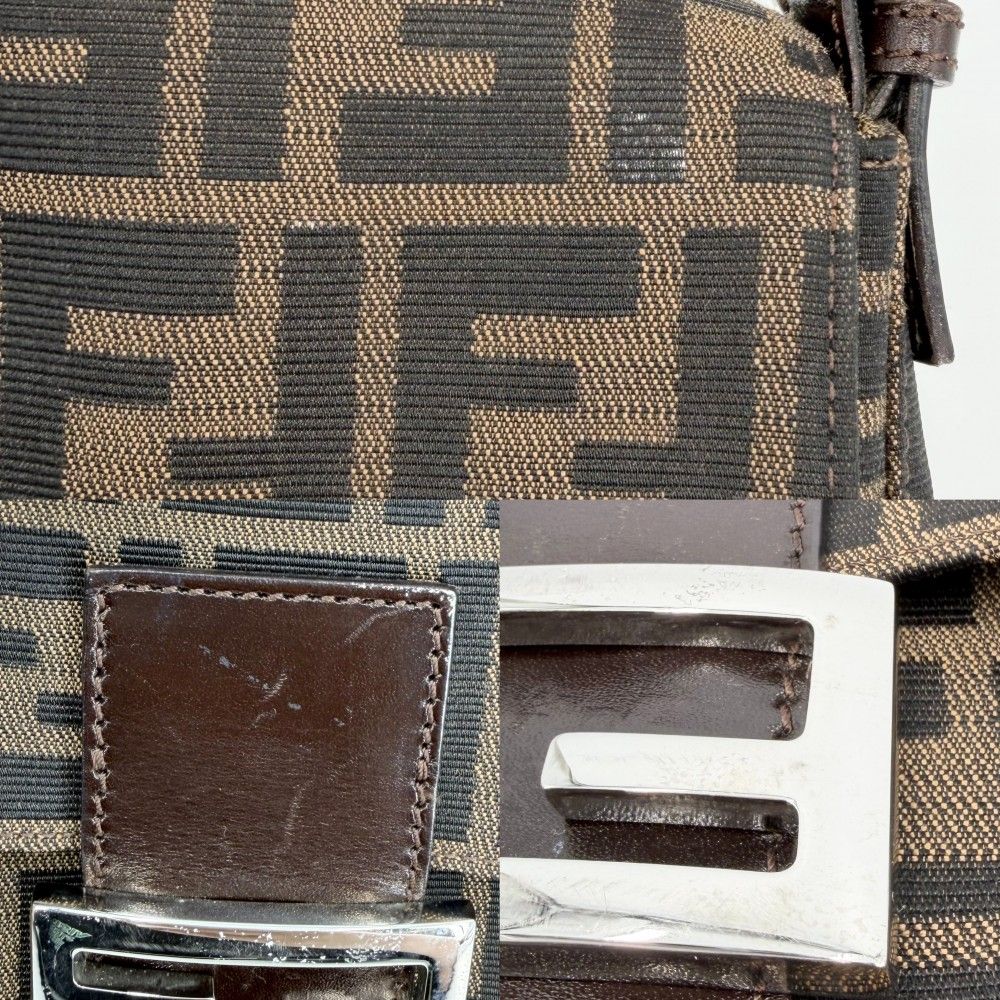 Fendi Shoulder Bag Mamma Bucket Zucca Canvas Leather Brown Silver — view 6