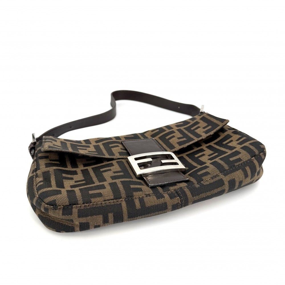 Fendi Shoulder Bag Mamma Bucket Zucca Canvas Leather Brown Silver — view 3