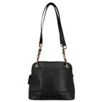 Chanel Handbag Chain Tote CC Logo Shoulder Caviar Leather Black Gold — view 2
