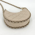Chanel Shoulder Bag Mini Hobo CC Logo Crossbody Quilted Pochette Lambskin Beige — view 3