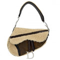 Dior Saddle Bag Galliano Era Shoulder Shearling Leather Brown Beige Silver
