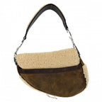 Dior Saddle Bag Galliano Era Shoulder Shearling Leather Brown Beige Silver — view 2