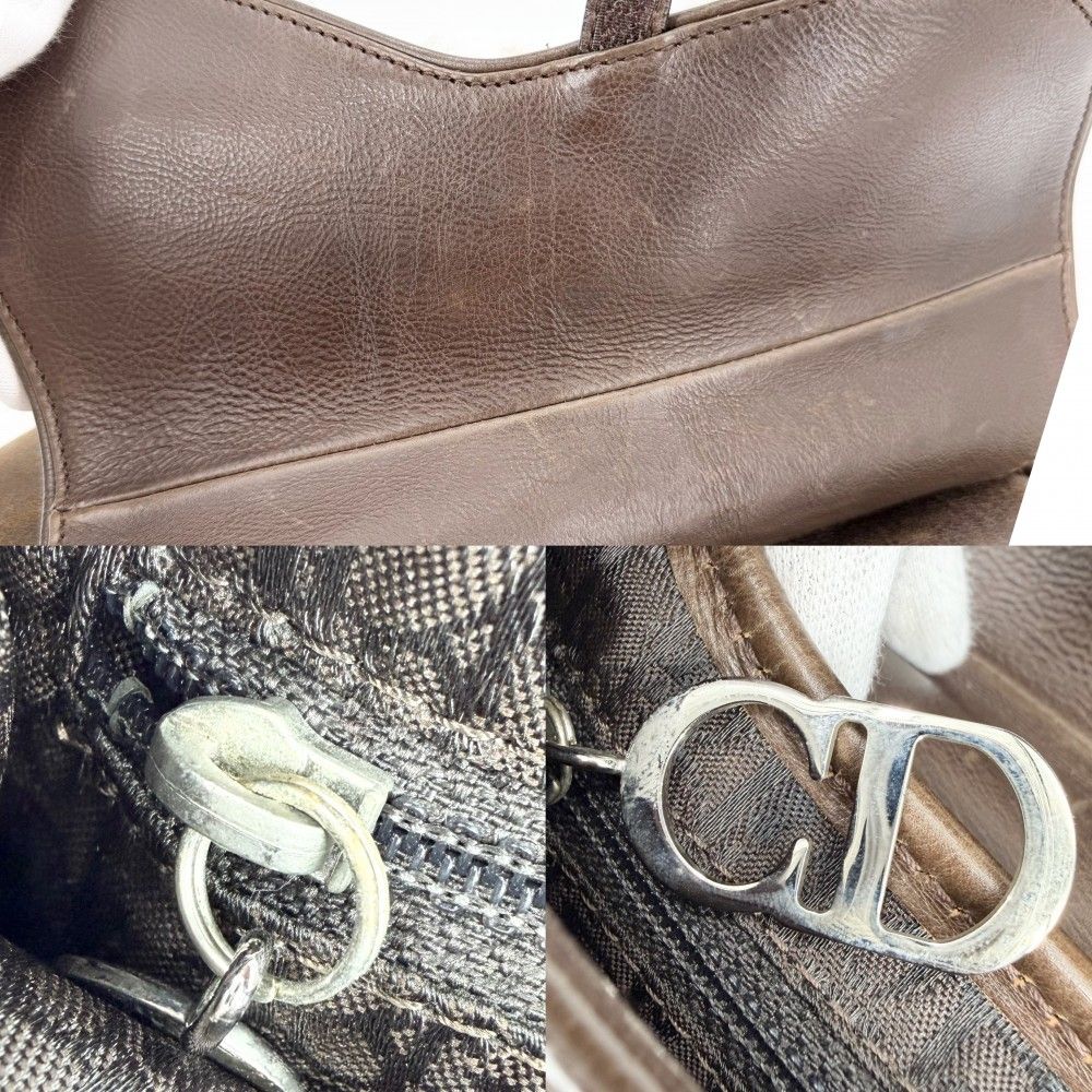 Dior Saddle Bag Galliano Era Shoulder Shearling Leather Brown Beige Silver — view 9