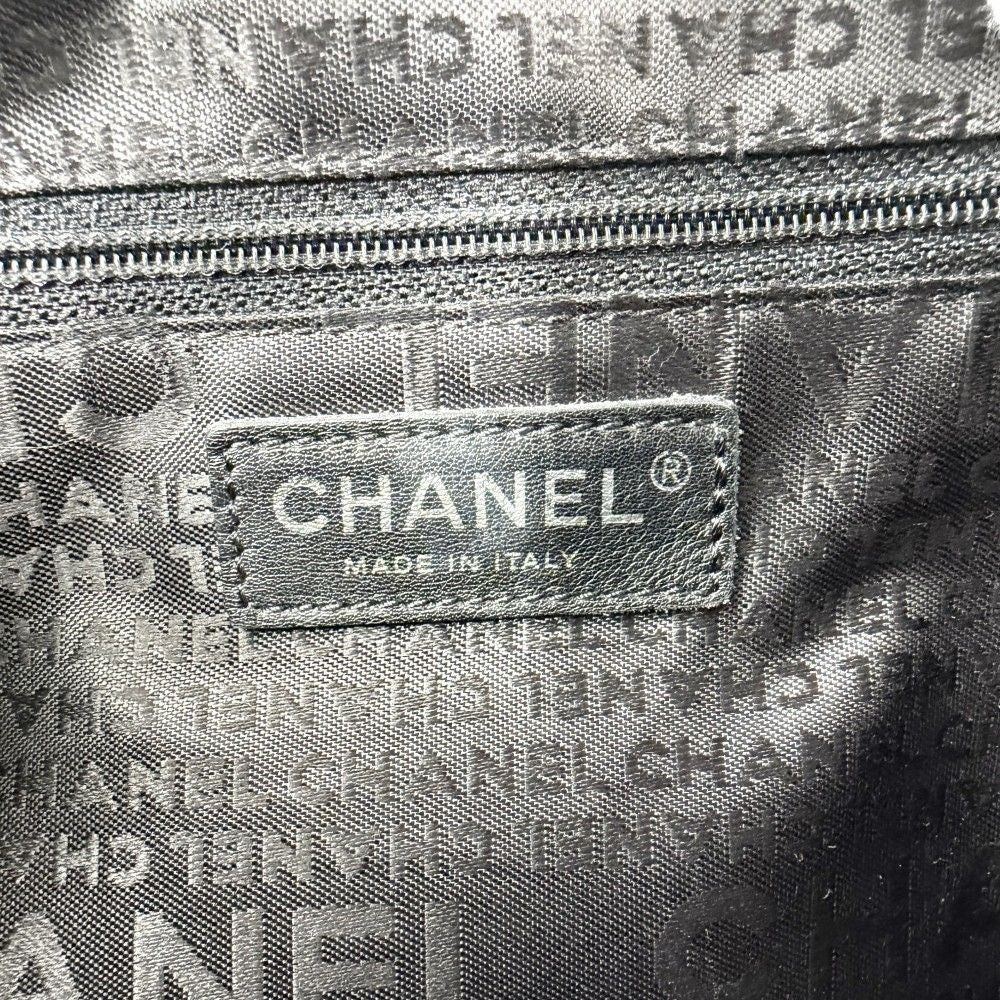Chanel Handbag Logo Chain Shoulder Leather Canvas Beige Black Silver — view 5
