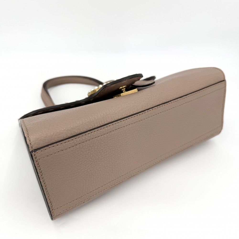 Gucci 2-Way GG Marmont Shoulder Bag Crossbody Leather Pink Beige Gold — view 3