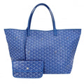 Goyard Tote Saint Louis GM Handbag Shoulder Leather Blue Silver