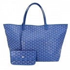 Goyard Tote Saint Louis GM Handbag Shoulder Leather Blue Silver