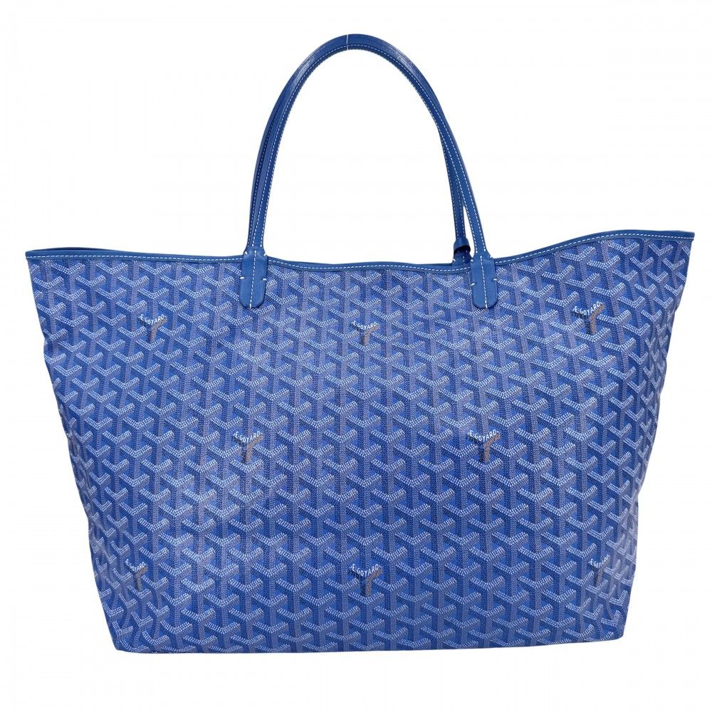Goyard Tote Saint Louis GM Handbag Shoulder Leather Blue Silver — view 2