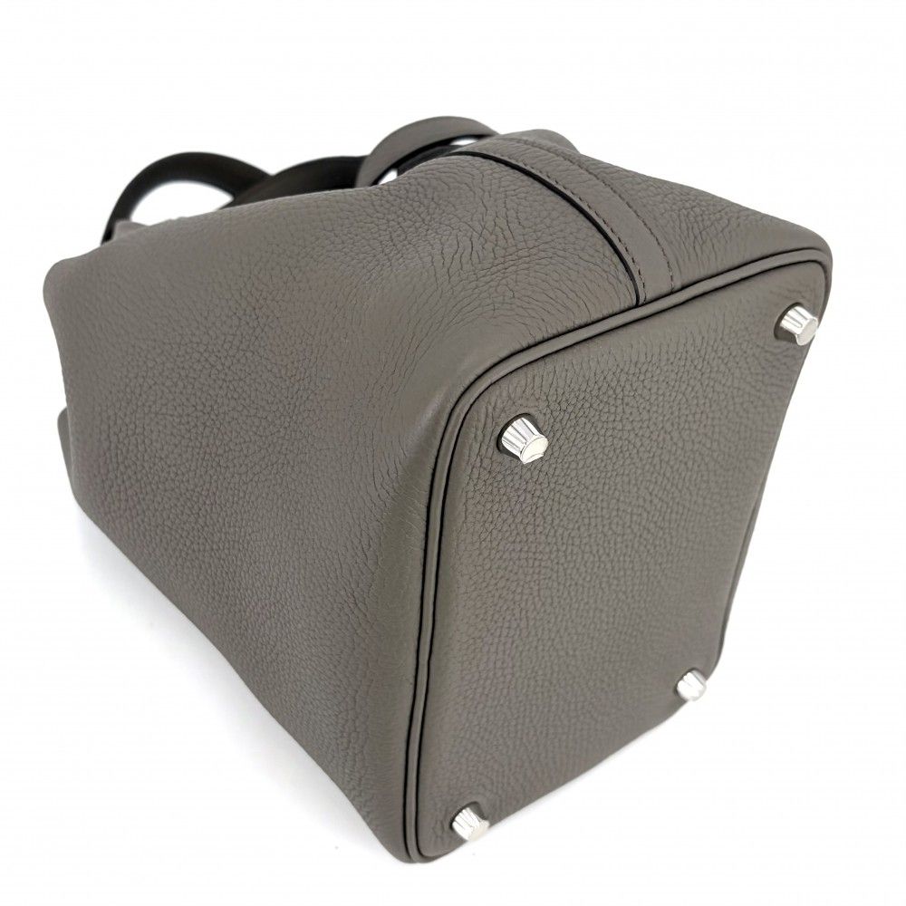 Hermes Handbag Picotin Lock PM Taurillon Clemence Gray Silver — view 3