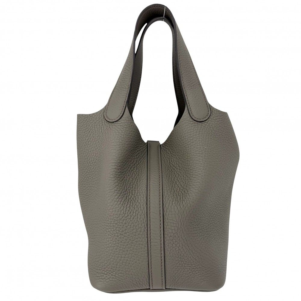 Hermes Handbag Picotin Lock PM Taurillon Clemence Gray Silver — view 2