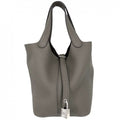 Hermes Handbag Picotin Lock PM Taurillon Clemence Gray Silver