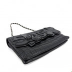 Chanel Shoulder Bag Icon Chocolate Mini Chain CC Logo Camellia Lambskin Black — view 3