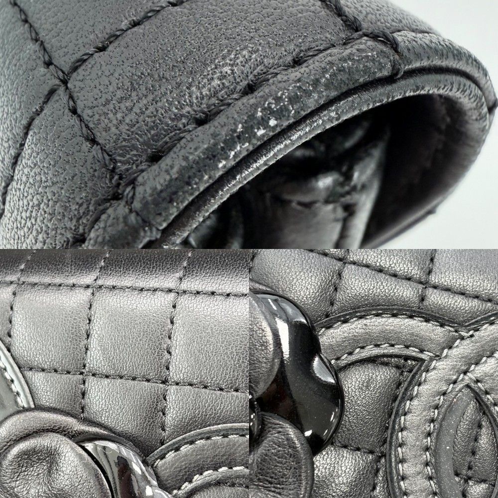 Chanel Shoulder Bag Icon Chocolate Mini Chain CC Logo Camellia Lambskin Black — view 9