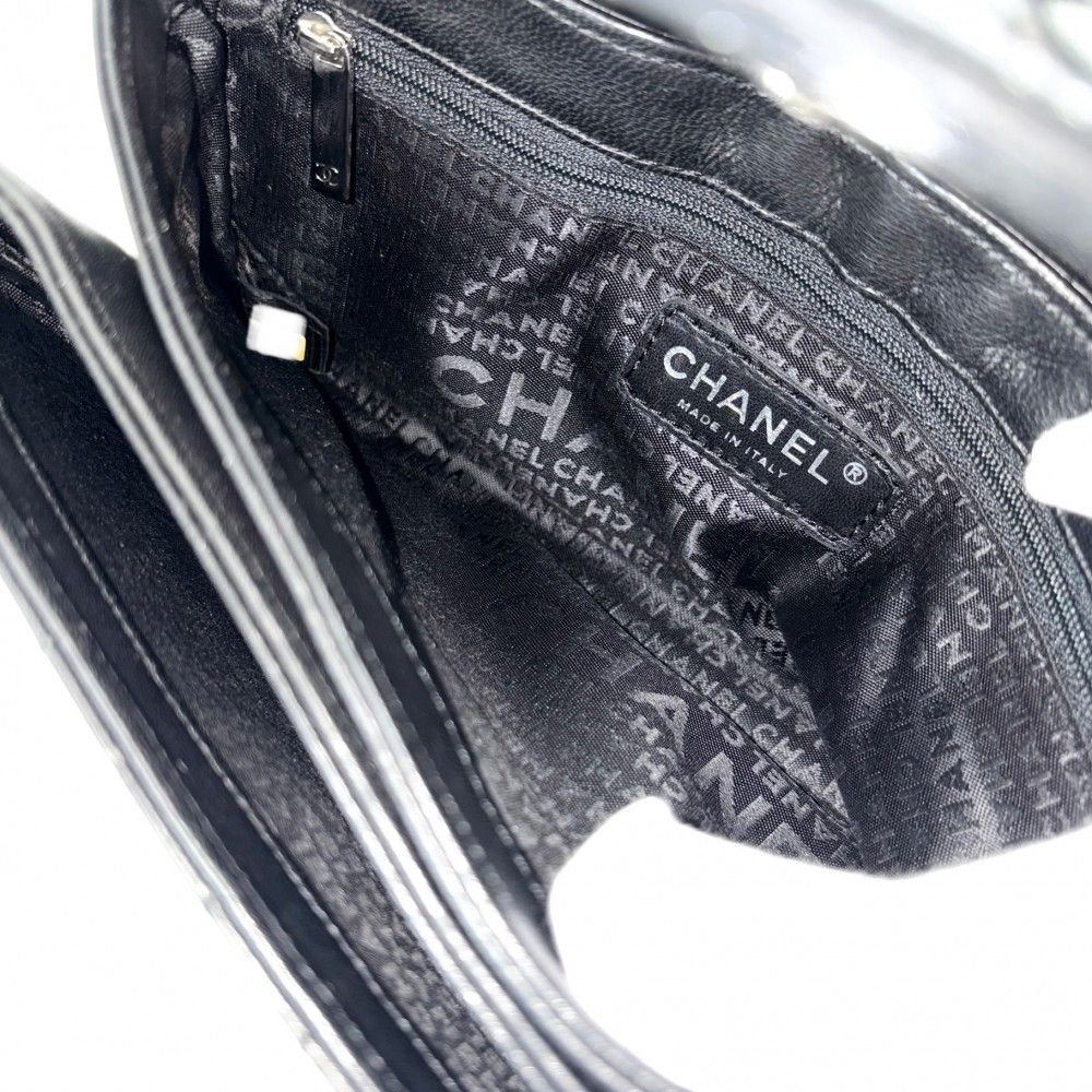 Chanel Shoulder Bag Icon Chocolate Mini Chain CC Logo Camellia Lambskin Black — view 5