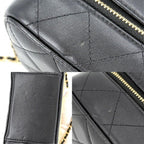 Chanel Shoulder Bag Quilted Chain Vanity Small Lambskin Black Gold — view 8