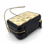 Chanel Shoulder Bag Quilted Chain Vanity Small Lambskin Black Gold — view 3