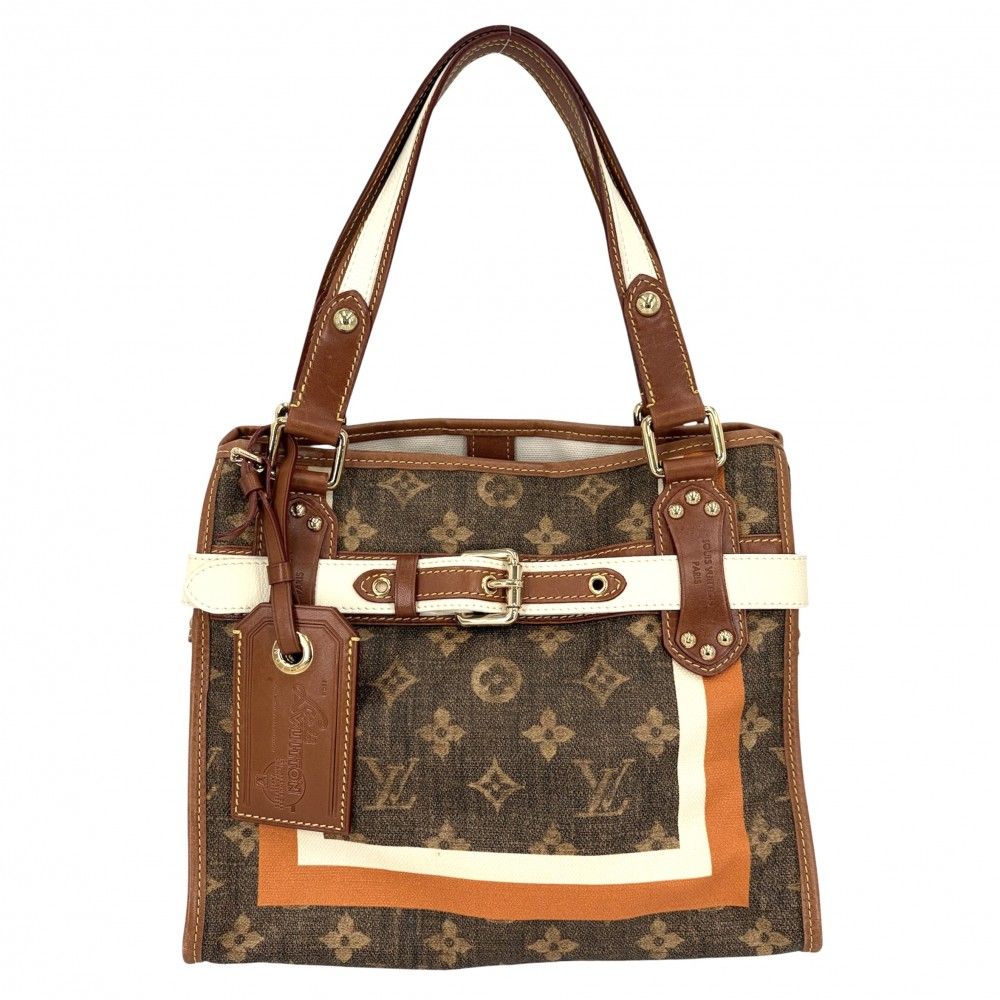 Louis Vuitton Handbag Monogram Tisse Sac Rayures PM Tote Brown Gold
