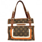 Louis Vuitton Handbag Monogram Tisse Sac Rayures PM Tote Brown Gold — view 2