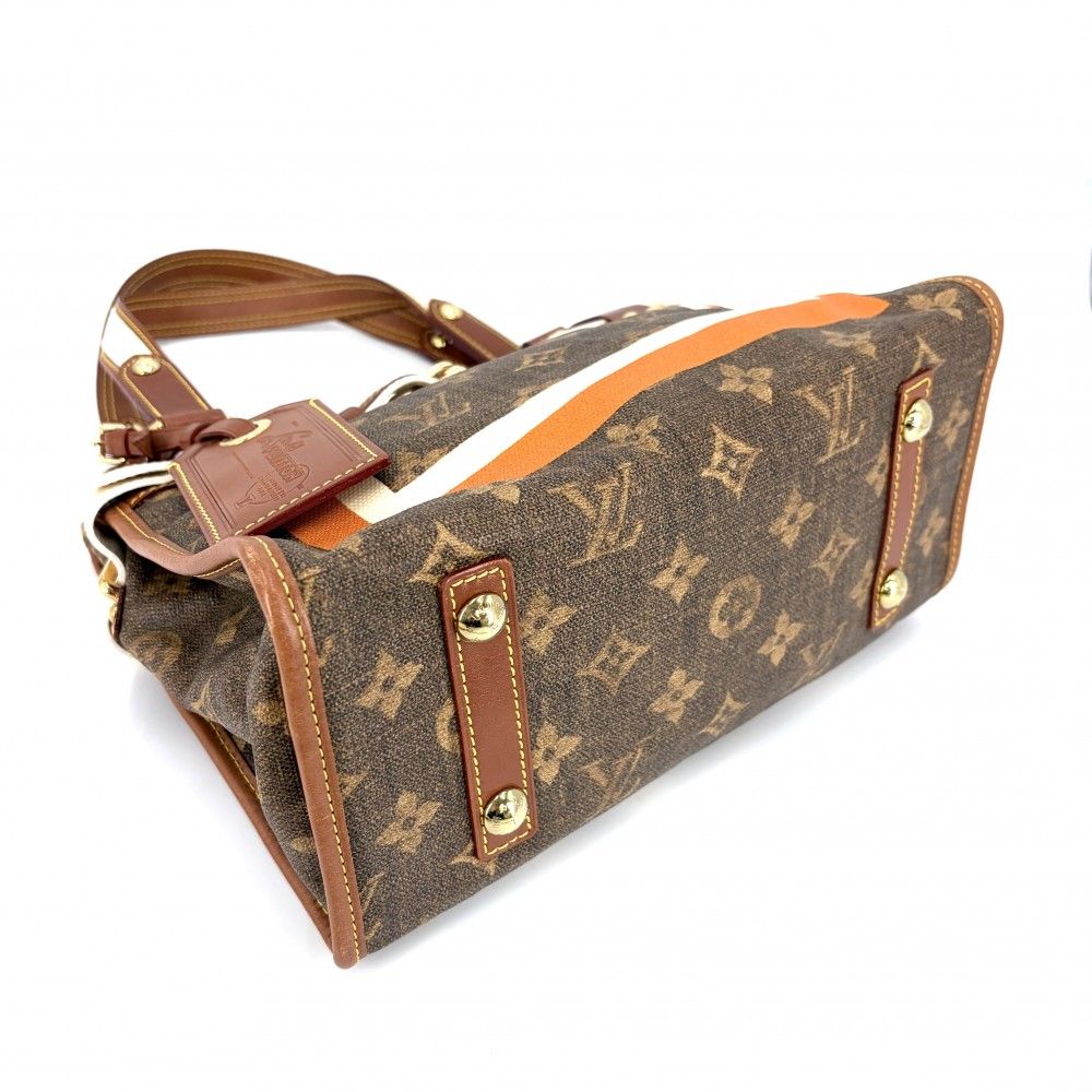 Louis Vuitton Handbag Monogram Tisse Sac Rayures PM Tote Brown Gold — view 3