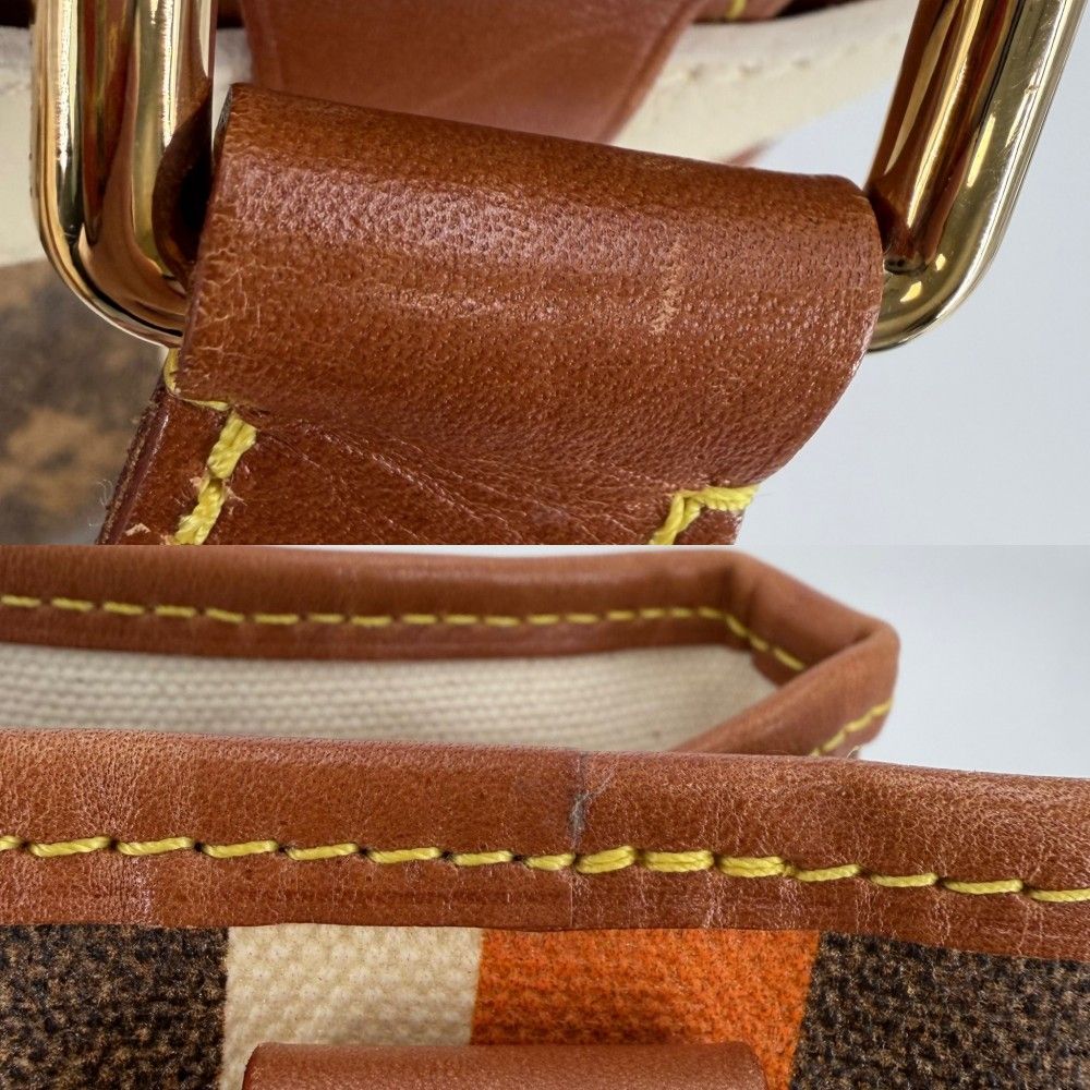Louis Vuitton Handbag Monogram Tisse Sac Rayures PM Tote Brown Gold — view 7