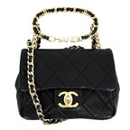 Chanel Shoulder Bag Mini Quilted Chain Turnlock Crossbody Mini Top Handle CC — view 2