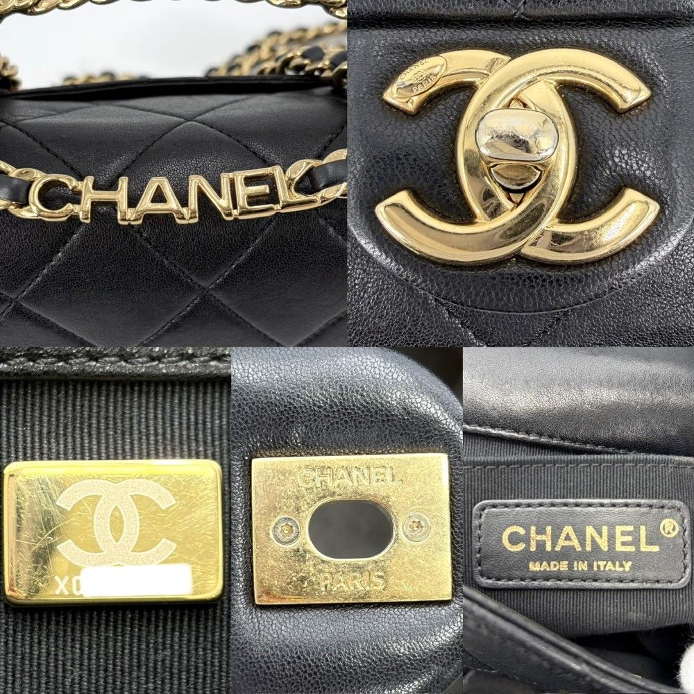Chanel Shoulder Bag Mini Quilted Chain Turnlock Crossbody Mini Top Handle CC — view 6