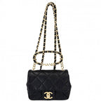 Chanel Shoulder Bag Mini Quilted Chain Turnlock Crossbody Mini Top Handle CC