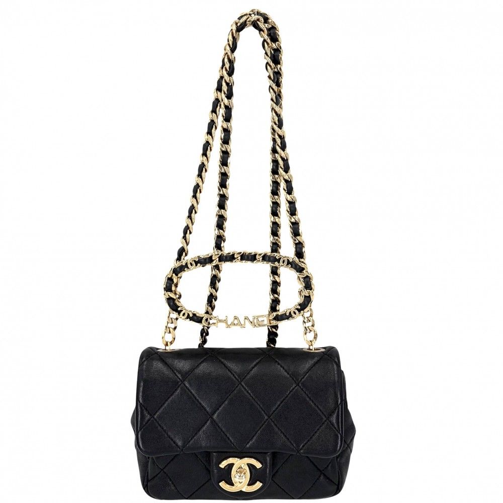 Chanel Shoulder Bag Mini Quilted Chain Turnlock Crossbody Mini Top Handle CC