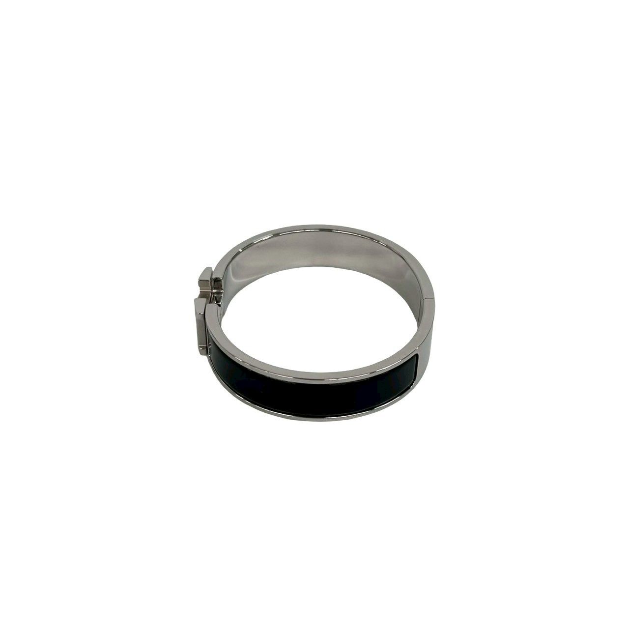 Hermes Click Bangle Enamel Palladium Plated Bracelet Silver Black — view 5