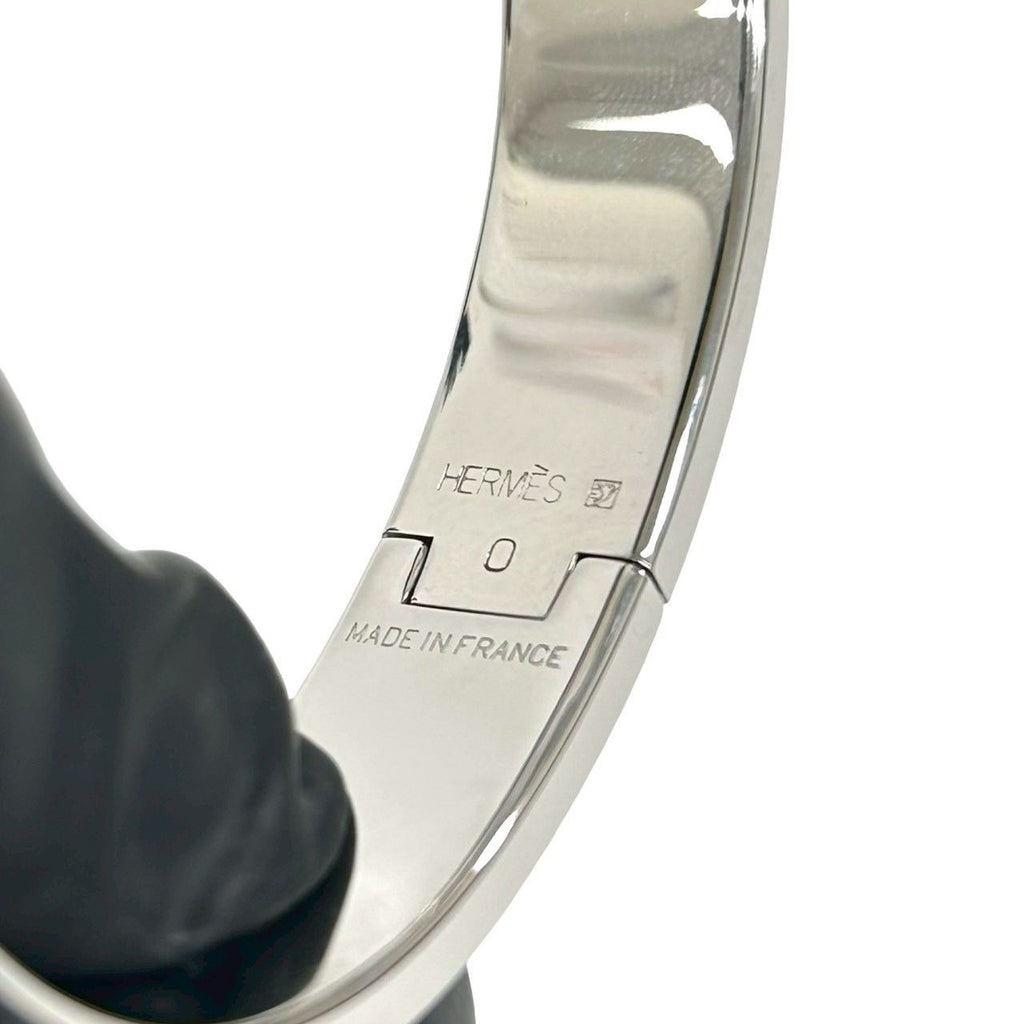 Hermes Click Bangle Enamel Palladium Plated Bracelet Silver Black — view 3