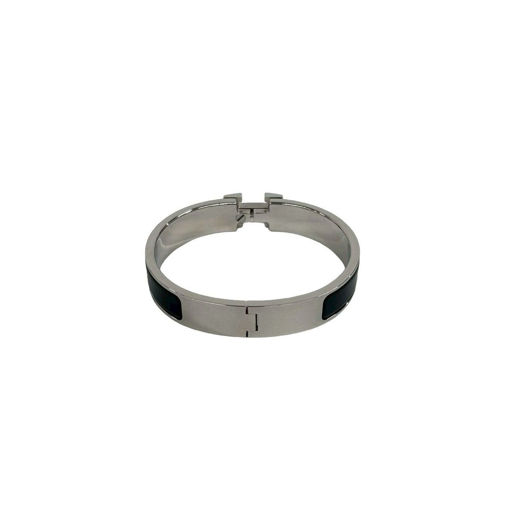 Hermes Click Bangle Enamel Palladium Plated Bracelet Silver Black — view 7