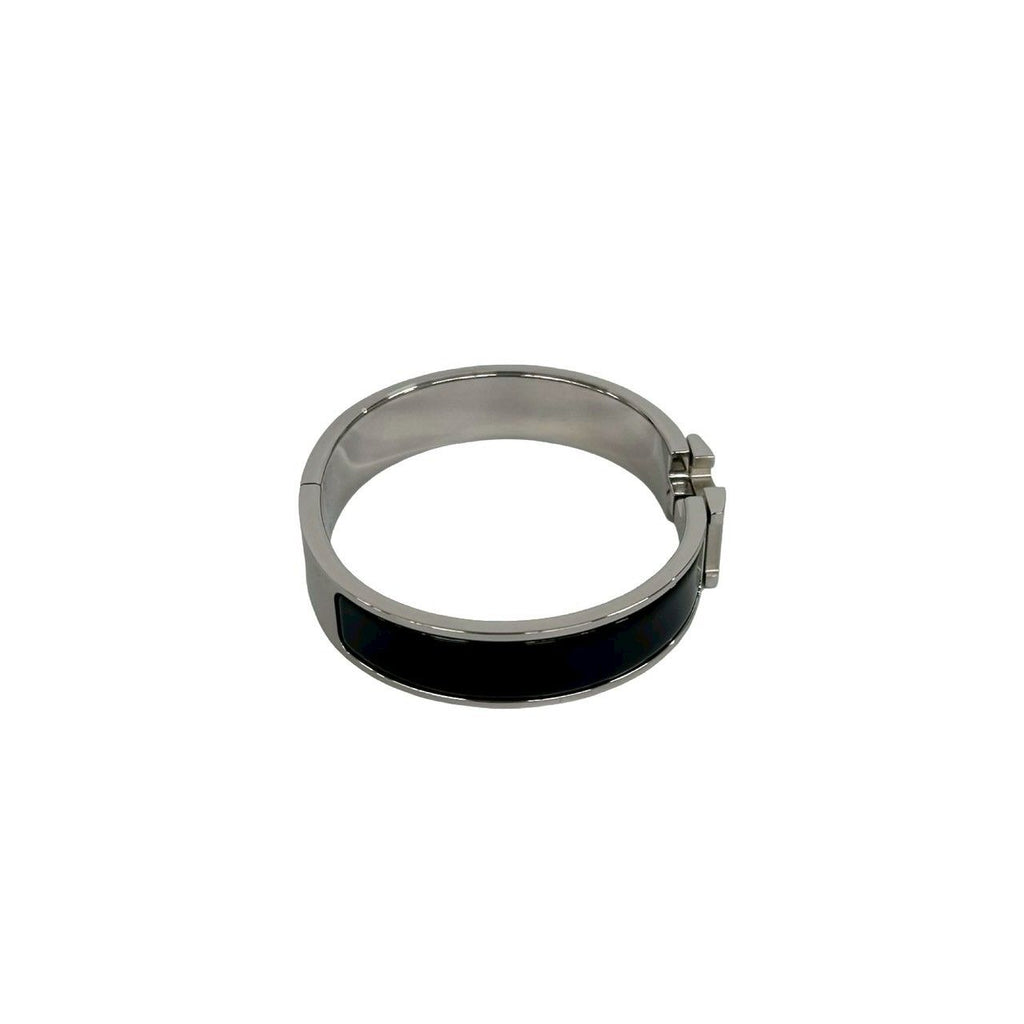 Hermes Click Bangle Enamel Palladium Plated Bracelet Silver Black — view 6