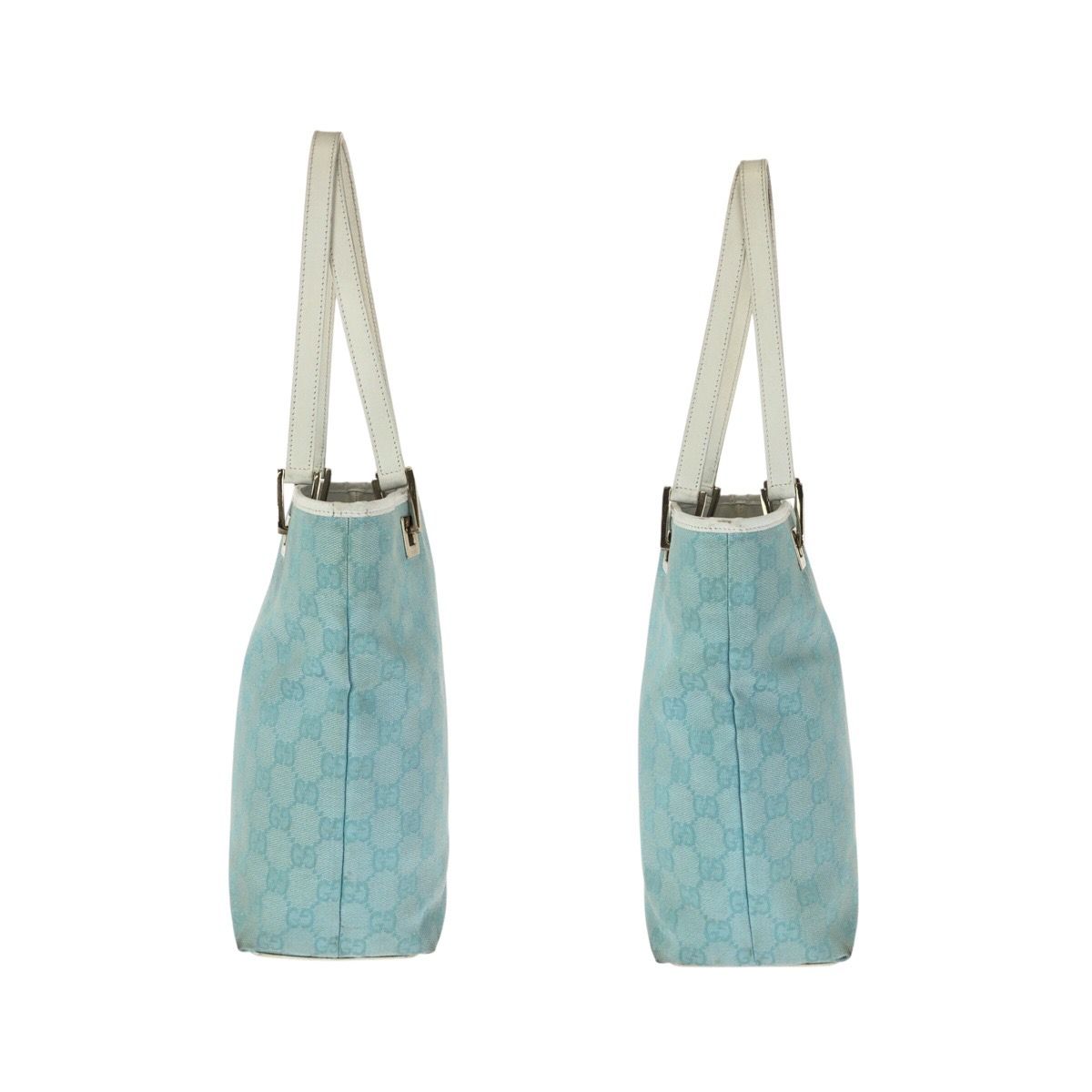 Gucci Light Blue White Gold GG Canvas Leather 002 Tote Shoulder — view 8