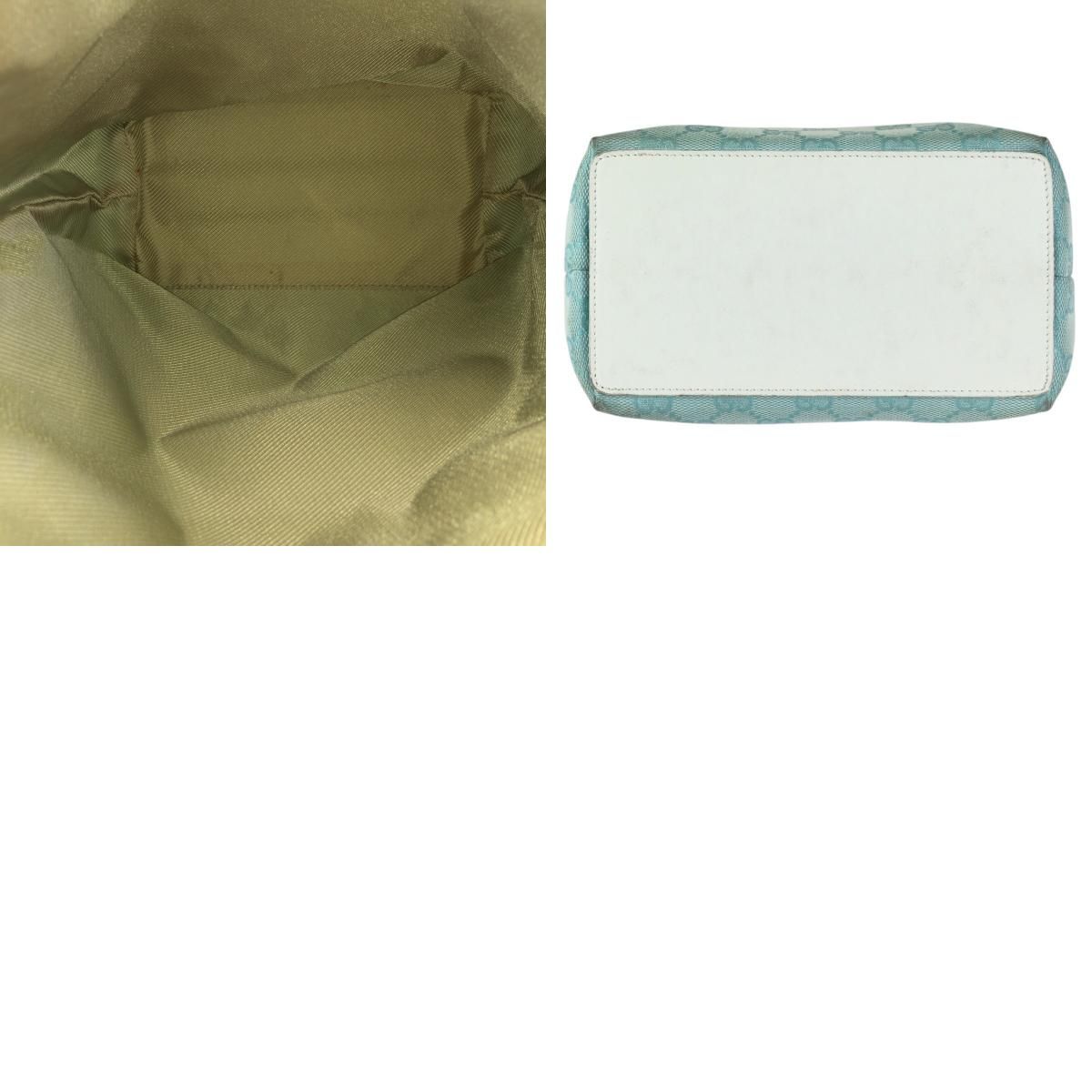 Gucci Light Blue White Gold GG Canvas Leather 002 Tote Shoulder — view 9