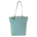 Gucci Light Blue White Gold GG Canvas Leather 002 Tote Shoulder