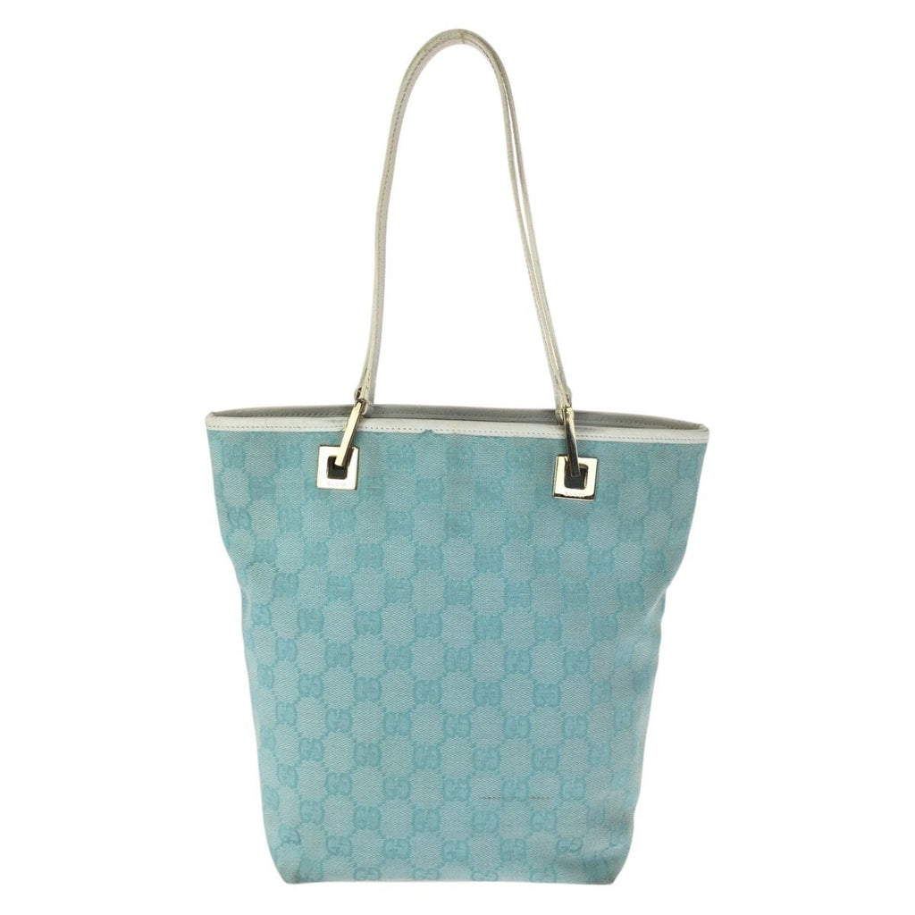 Gucci Light Blue White Gold GG Canvas Leather 002 Tote Shoulder — view 2