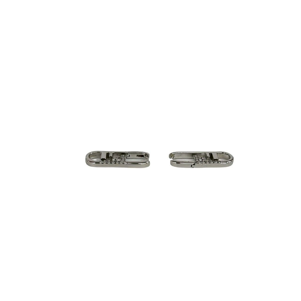 Fendi O-lock Earrings FF Logo Motif Crystal Plated Silver — view 6