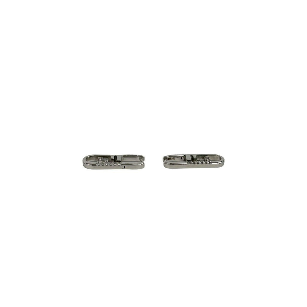 Fendi O-lock Earrings FF Logo Motif Crystal Plated Silver — view 5