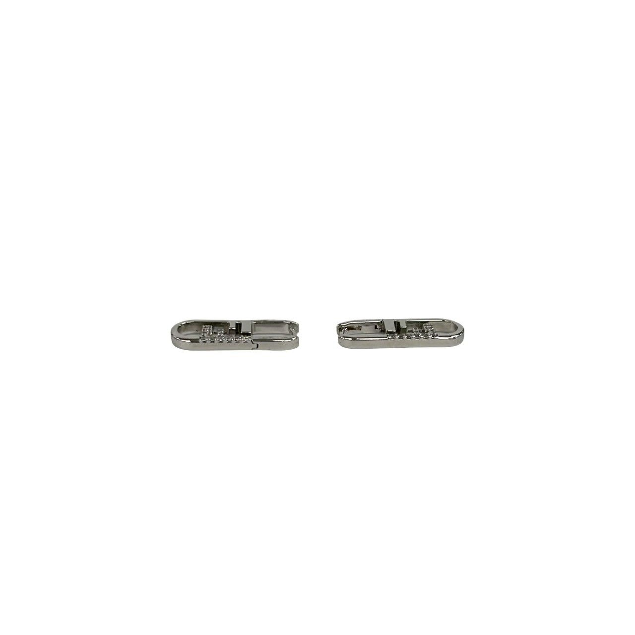Fendi O-lock Earrings FF Logo Motif Crystal Plated Silver — view 5