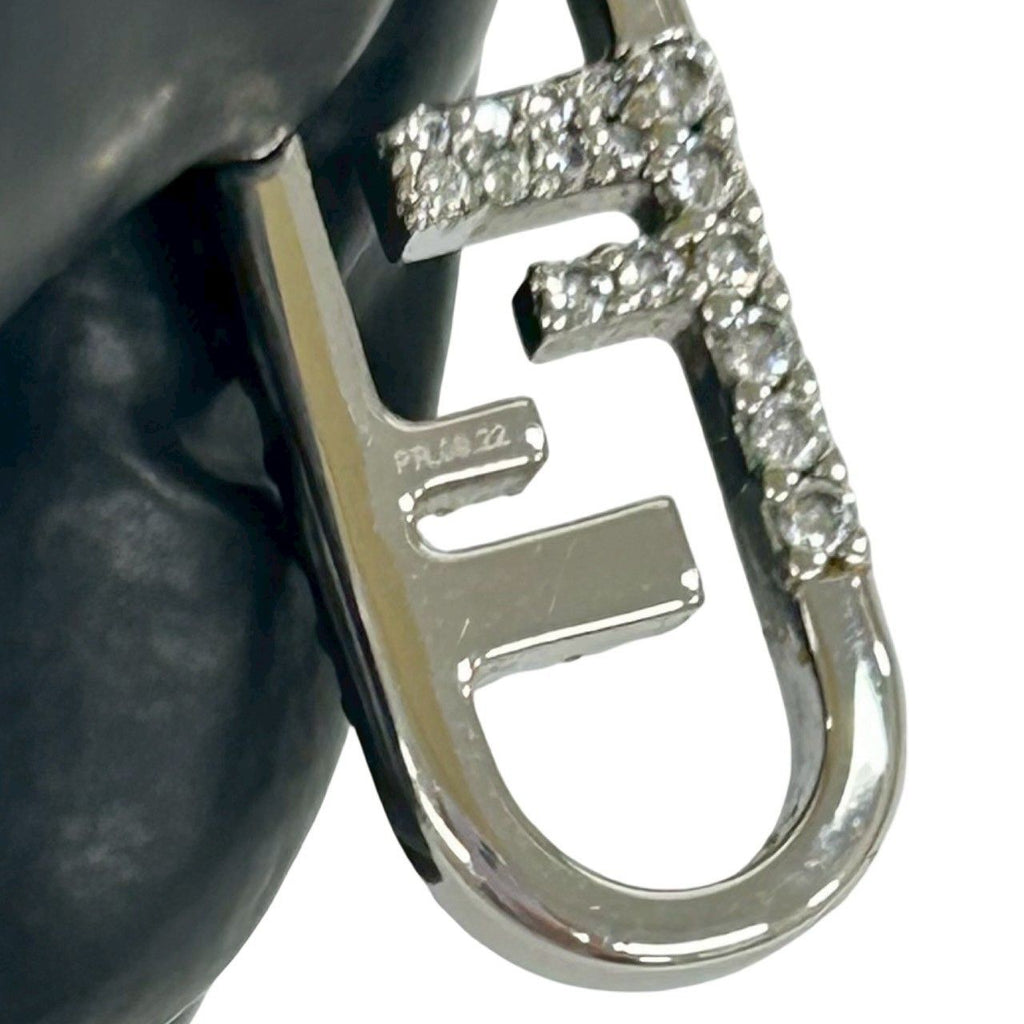 Fendi O-lock Earrings FF Logo Motif Crystal Plated Silver — view 3