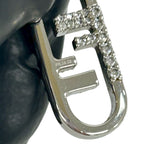 Fendi O-lock Earrings FF Logo Motif Crystal Plated Silver — view 3