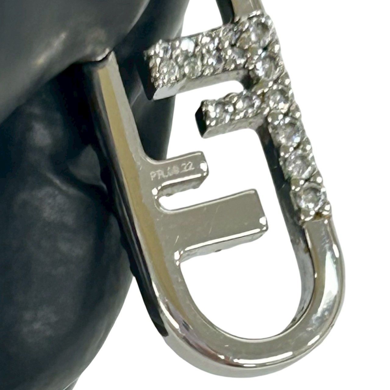 Fendi O-lock Earrings FF Logo Motif Crystal Plated Silver — view 3
