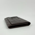 Chanel Cambon Line CC Logo Wallet Leather Dark Brown Orange Vintage — view 4