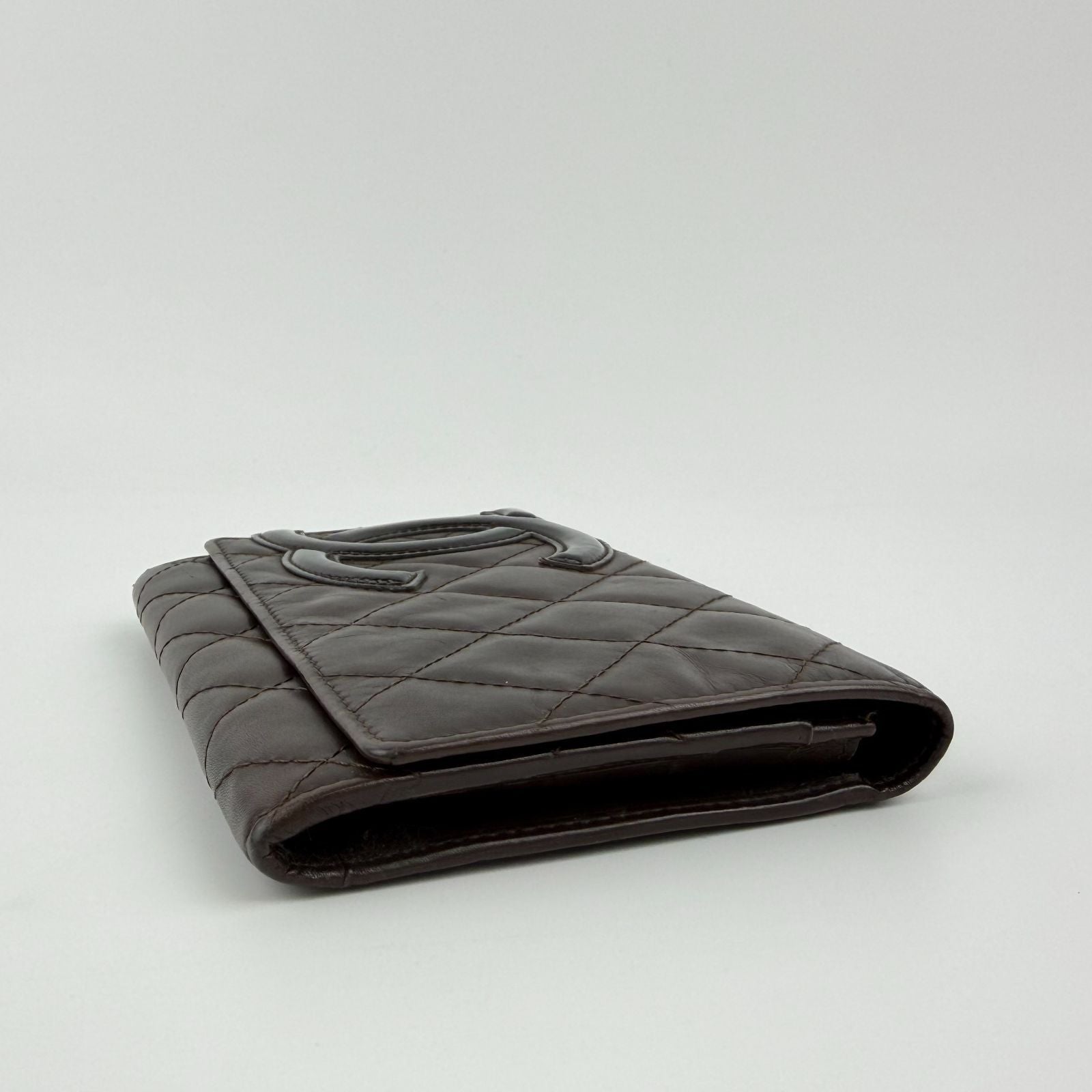 Chanel Cambon Line CC Logo Wallet Leather Dark Brown Orange Vintage — view 4