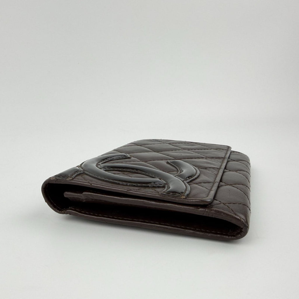 Chanel Cambon Line CC Logo Wallet Leather Dark Brown Orange Vintage — view 3