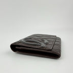 Chanel Cambon Line CC Logo Wallet Leather Dark Brown Orange Vintage — view 3