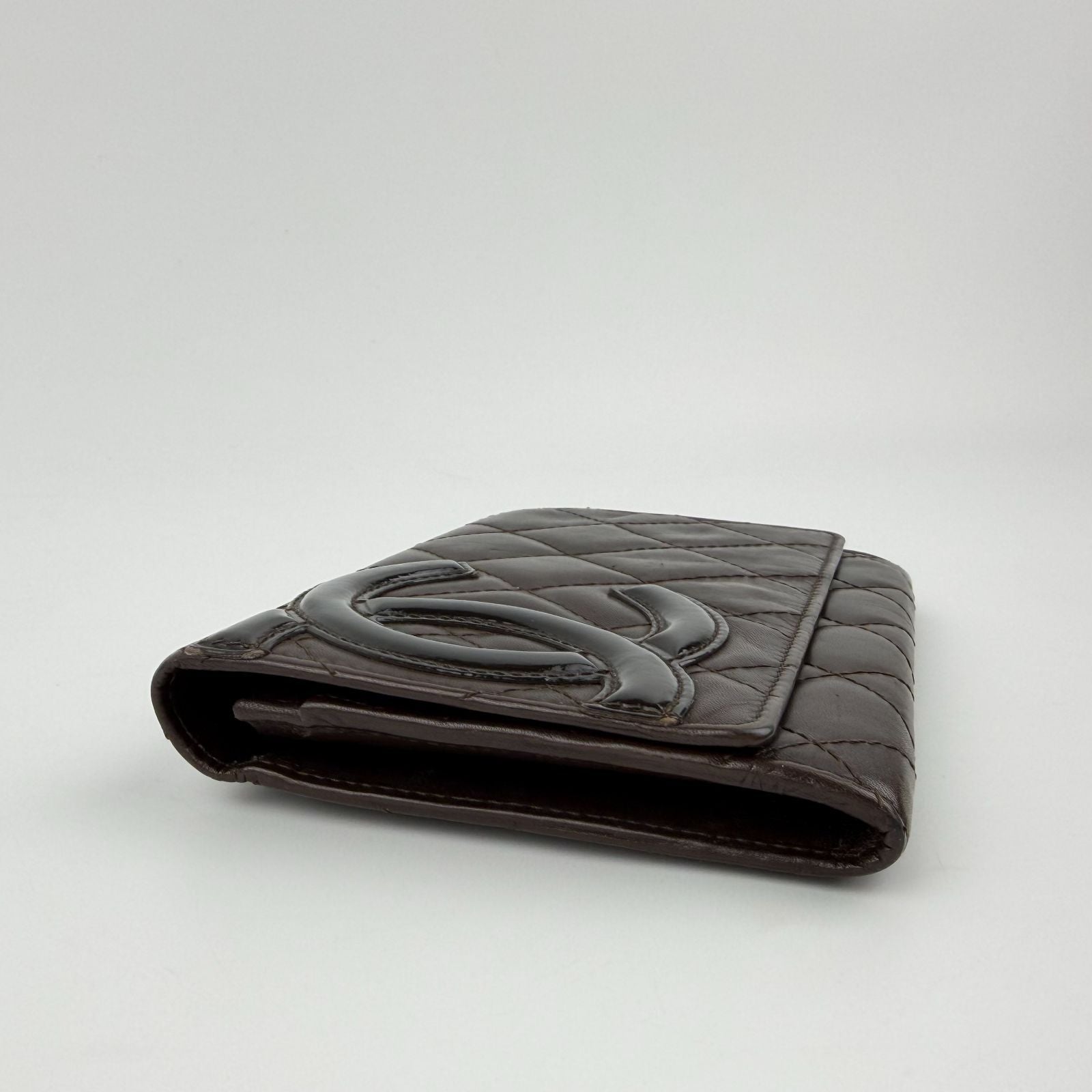 Chanel Cambon Line CC Logo Wallet Leather Dark Brown Orange Vintage — view 3