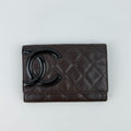 Chanel Cambon Line CC Logo Wallet Leather Dark Brown Orange Vintage